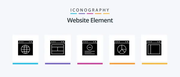 Website Element Glyph Icon Pack Including Interface Website Website Presentation — Stok Vektör