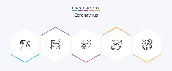 Coronavirus Line Icon Pack Including Conference Worldwide Clean Protect — Stock vektor