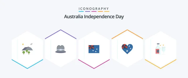 Australia Independence Day Flat Icon Pack Including Drink Alcohol Australia — Vettoriale Stock