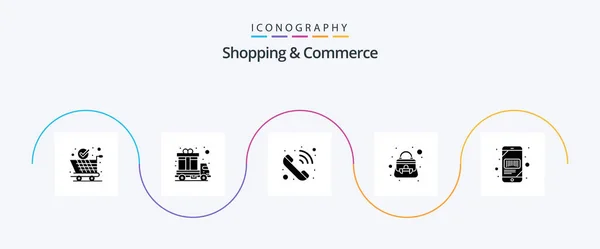 Shopping Commerce Glyph Icon Pack Including Barcode Purse Truck Ladies — Wektor stockowy