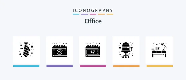Office Glyph Icon Pack Including Office Schedule Table Desk Creative — Vetor de Stock