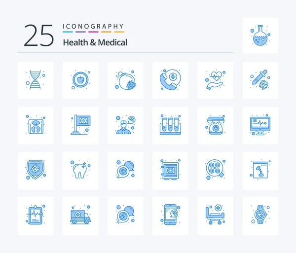 Health And Medical 25 Blue Color icon pack including dropper. life. virus. health. beat