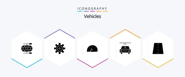 Vehicles Glyph Icon Pack Including Path Creative Lines Driveway — Archivo Imágenes Vectoriales