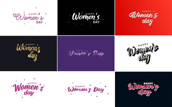 Abstract Happy Women Day Logo Love Vector Logo Design Pink — Vettoriale Stock