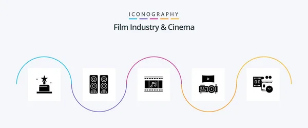 Cenima Glyph Icon Pack Including Time Film Stip Film Film — Stockvektor