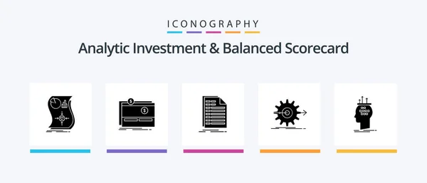Analytic Investment Balanced Scorecard Glyph Icon Pack Including Work Performance — 图库矢量图片