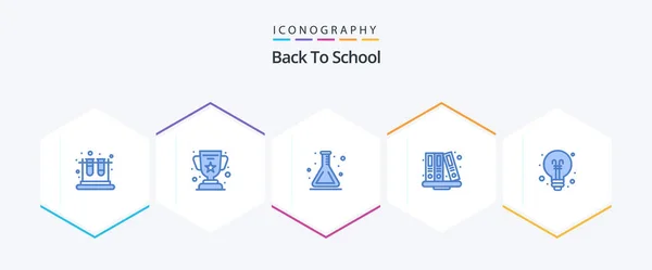 Back School Blue Icon Pack Including Idea Library School Education — Archivo Imágenes Vectoriales