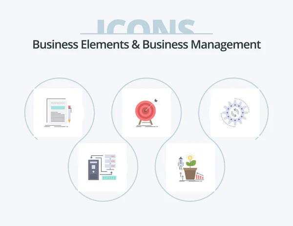 Business Elements Business Managment Flat Icon Pack Icon Design Market — стоковый вектор