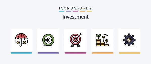 Investment Line Filled Icon Pack Including Investment Money Bank Investment — Stock Vector