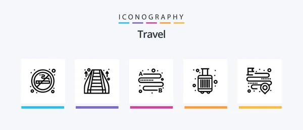 Travel Line Icon Pack Including Photo Accommodation Camera Rural Creative — Archivo Imágenes Vectoriales