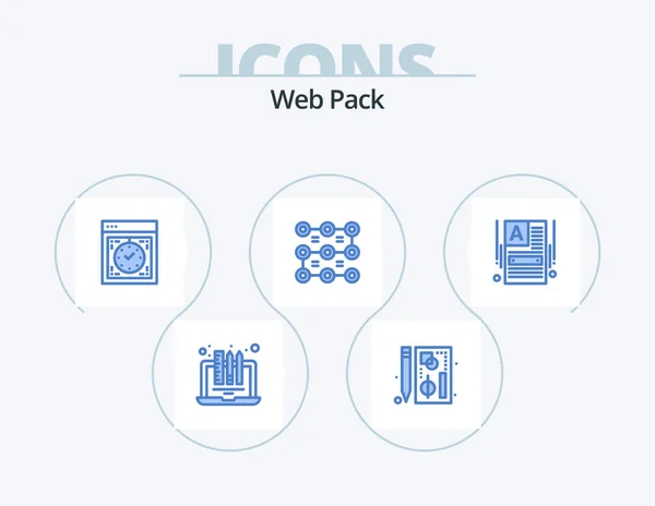 Web Pack Blue Icon Pack Icon Design Protection Lock Page — стоковый вектор