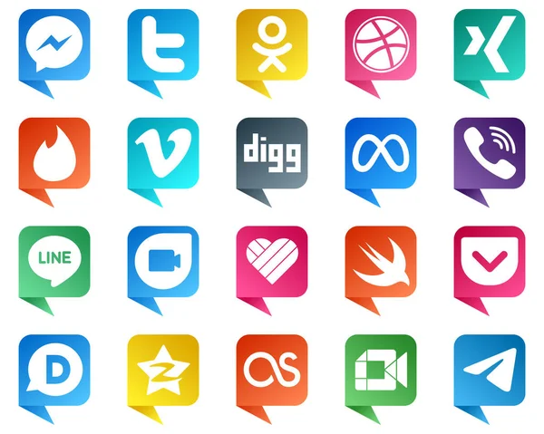 High Quality Chat Bubble Style Social Media Icons Line Rakuten — Stok Vektör