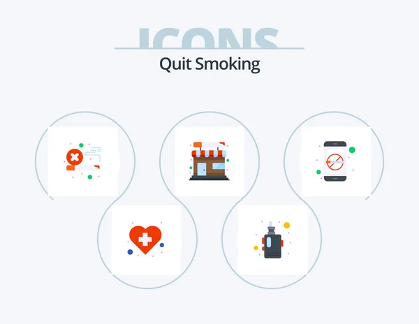 Quit Smoking Flat Icon Pack Icon Design Smoking Tobacco Shop — стоковый вектор