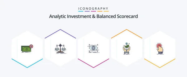 Analytic Investment Balanced Scorecard Filledline Icon Pack Including Growth Business — Vector de stock