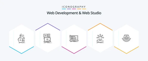 Web Development Web Studio Line Icon Pack Including Options Conversion — Wektor stockowy