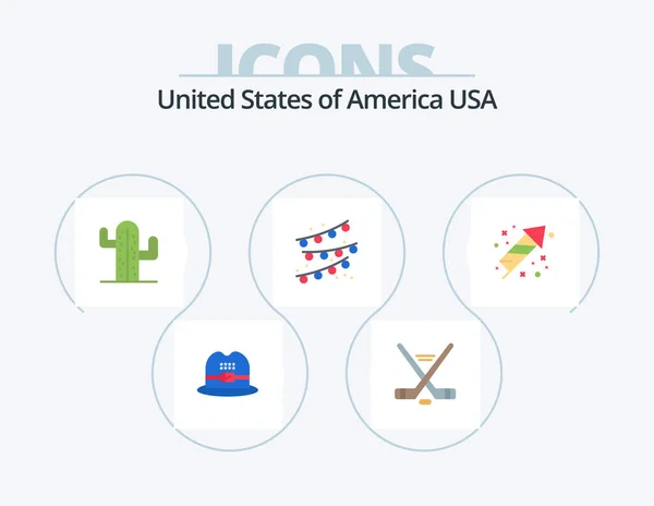 Usa Flat Icon Pack Icon Design Holiday Festivity Usa Celebration — ストックベクタ