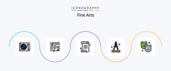 Fine Arts Line Filled Flat Icon Pack Including Art Paint — Stockvector