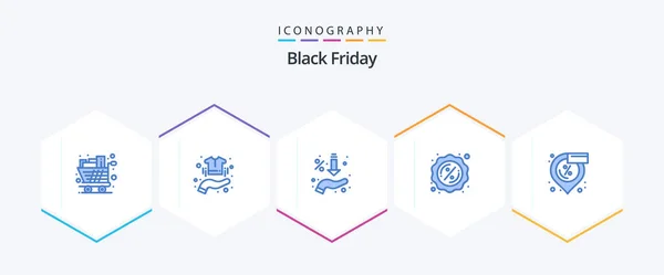 Black Friday Blue Icon Pack Including Tag Percent Clothes Offer — Wektor stockowy