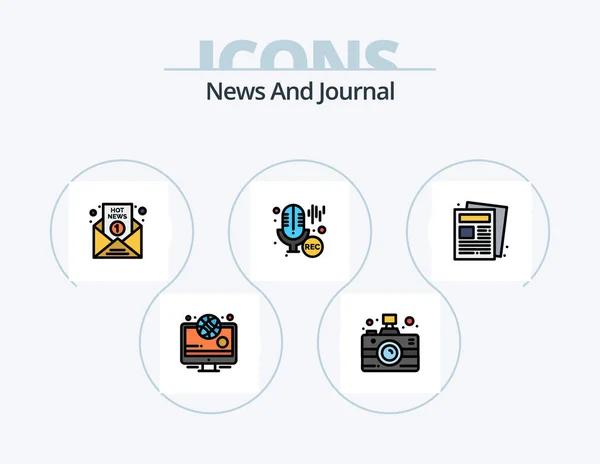 News Line Filled Icon Pack Icon Design Public Information News — Vettoriale Stock