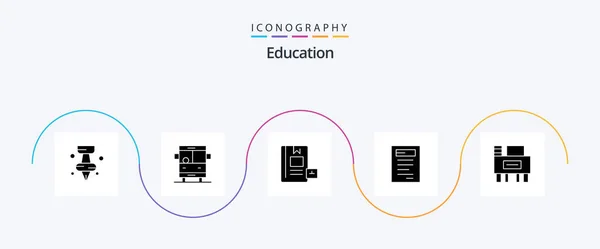 Education Glyph Icon Pack Including Education Book Knowledge — Vettoriale Stock