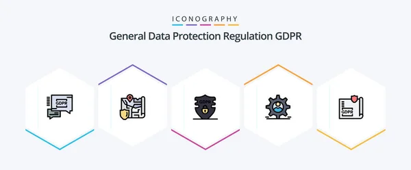 Gdpr Filledline Icon Pack Including Lock Document Gdpr Man Data — Wektor stockowy