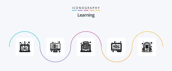 Learning Line Filled Flat Icon Pack Including Learning Chalk Result — стоковый вектор