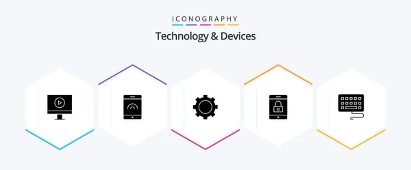 Devices Glyph Icon Pack Including Technology Keyboard — Stockvector