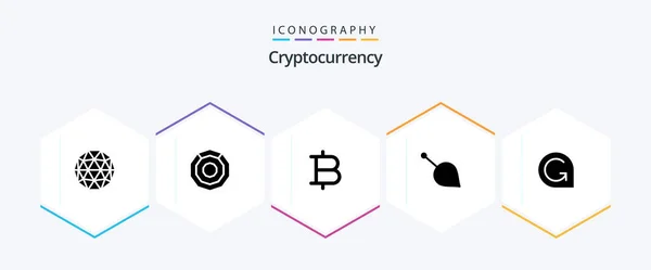 Cryptocurrency Glyph Icon Pack Including Crypto Siacoin Crypto Coin — стоковый вектор