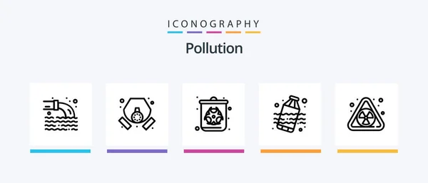 Pollution Line Icon Pack Including Pollution Pollution Leak Disable Creative — Image vectorielle