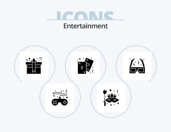 Entertainment Glyph Icon Pack Icon Design Poker Cards Face Birthday — Archivo Imágenes Vectoriales