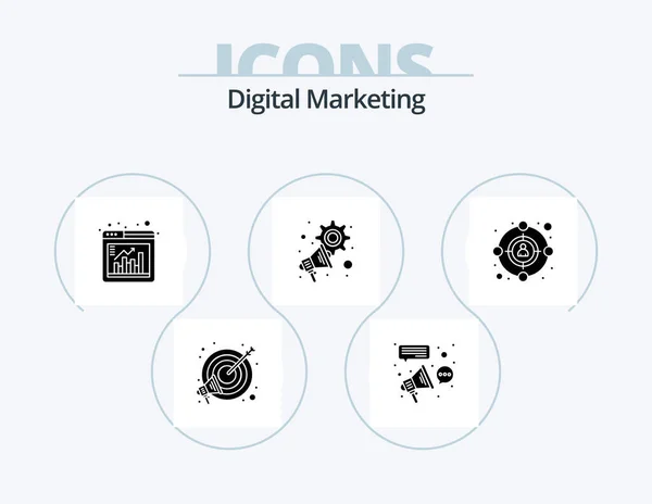 Digital Marketing Glyph Icon Pack Icon Design Audience Megaphone Connection — Vector de stock