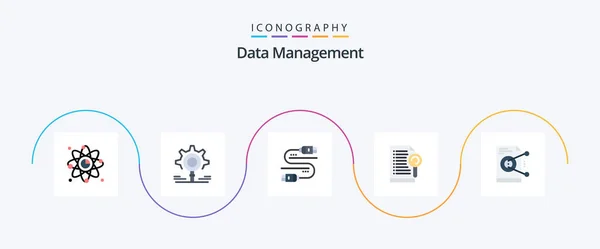 Data Management Flat Icon Pack Including File Search Setting File — Stock Vector