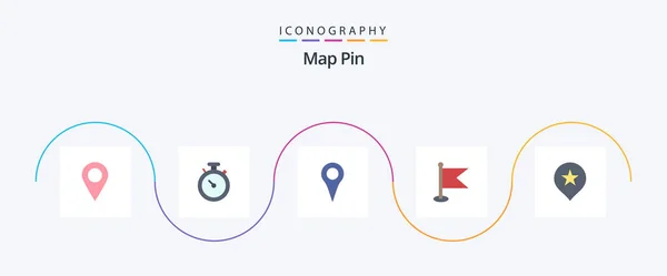 Map Pin Flat Icon Pack Including Navigation Location Location World — Image vectorielle
