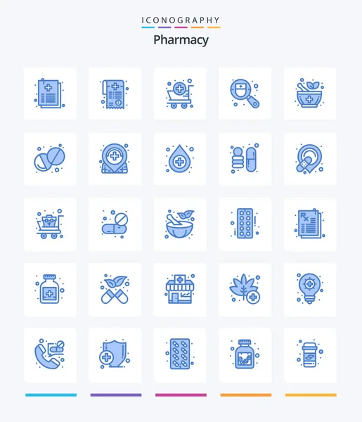 Creative Pharmacy Blue Icon Pack Pharmacy Search Cart Medical Checkup — Vector de stock