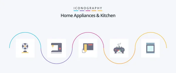 Home Appliances Kitchen Flat Icon Pack Including Oven Xbox Telephoe — Stock vektor