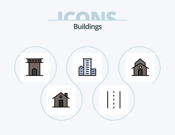 Buildings Line Filled Icon Pack Icon Design Estate Apartment Family — Διανυσματικό Αρχείο