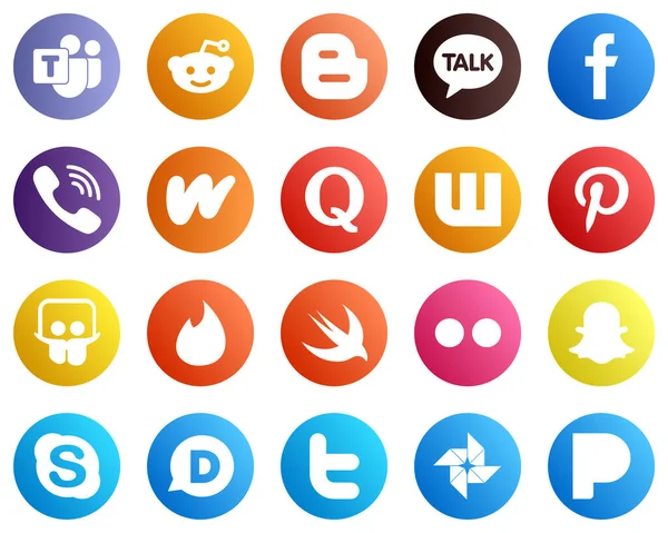 High Quality Social Media Icons Pinterest Question Quora Wattpad Icons — Stok Vektör