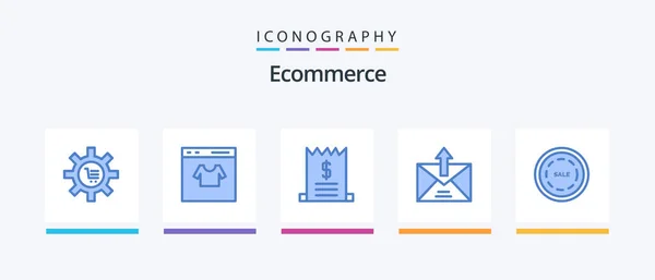 Ecommerce Blue Icon Pack Including Sent Email Shop Commerce Ecommerce – stockvektor
