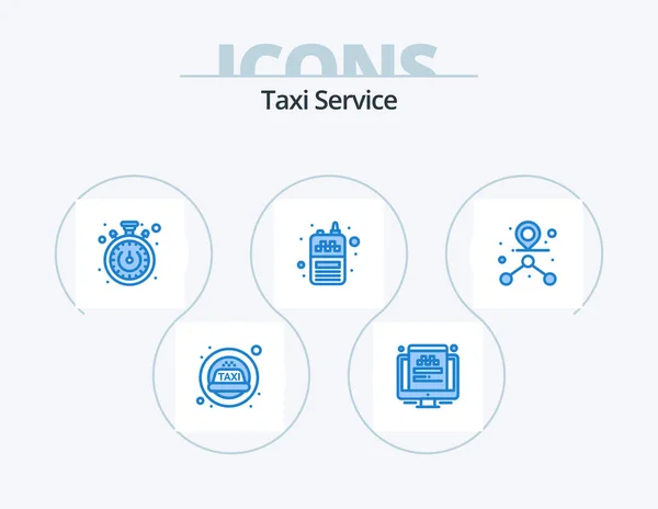 Taxi Service Blue Icon Pack Icon Design Path Time Destination — Stockvector
