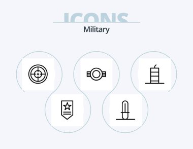 Military Line Icon Pack 5 Icon Design. badge. timer. soldier. dynamite. stripe