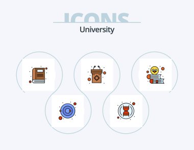 University Line Filled Icon Pack 5 Icon Design. lab. teacher. book. study. book