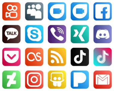 20 Elegant Social Media Icons such as pocket. text. chat. message and xing icons. Fully customizable and high quality