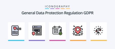 Gdpr Line Filled 5 Icon Pack Including . security . gdpr . data .. Creative Icons Design