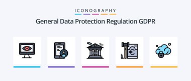 Gdpr Line Filled 5 Icon Pack Including gdpr . protection. folder . hand . compliance. Creative Icons Design
