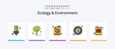 Ecology And Environment Line Filled 5 Icon Pack Including leaf. leaf. plant. house. green. Creative Icons Design