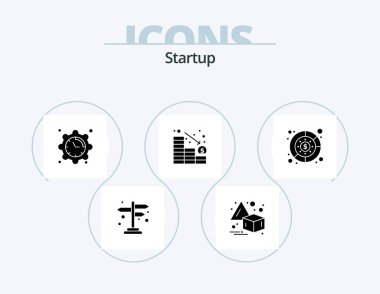 Startup Glyph Icon Pack 5 Icon Design. management. diagram. clock. down. decrease