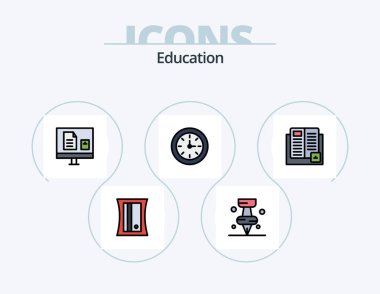 Education Line Filled Icon Pack 5 Icon Design. education. stationary. eraser.
