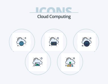 Cloud Computing Line Filled Icon Pack 5 Icon Design. alarm . bell. lock. picture. landscape