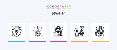 Jewellery Line 5 Icon Pack Including diamond. shopping. wedding. jewelry. mobile. Creative Icons Design