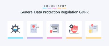 Gdpr Flat 5 Icon Pack Including gdpr. secure. gdpr. protection. gdpr. Creative Icons Design